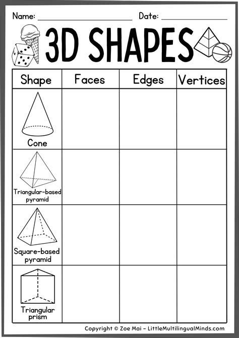 Free Printable 3d Shapes Chart For Preschool Pre K And Kindergarten