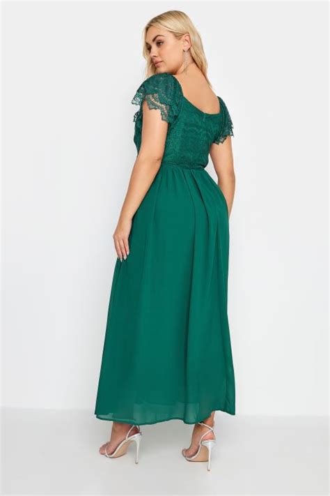 Yours London Plus Size Green Lace Wrap Maxi Dress Yours Clothing