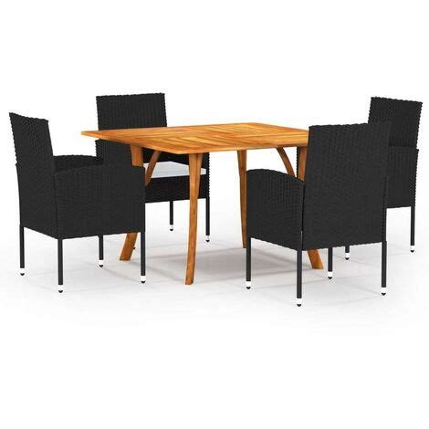 Hommoo Juego De Comedor Para Jardin De 5 Piezas Negro