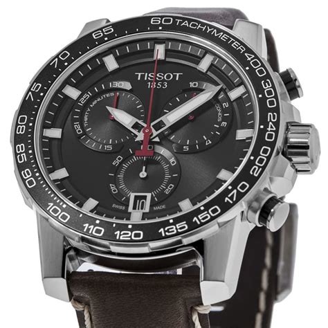 Tissot Supersport Chrono Black Dial Leather Strap Men S Watch T