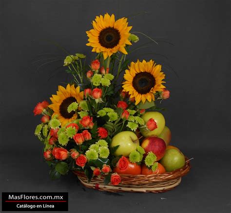 Ft Canasta Girasoles Y Frutas Florer A En Monterrey Masflores Mx