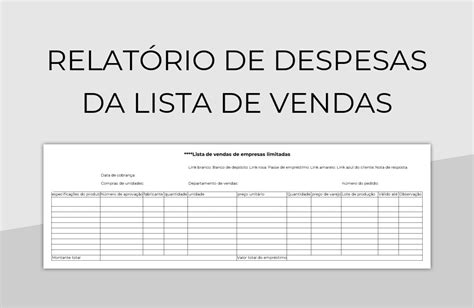 Modelos De Planilhas Lista De Vendas Para Microsoft Excel E Planilhas