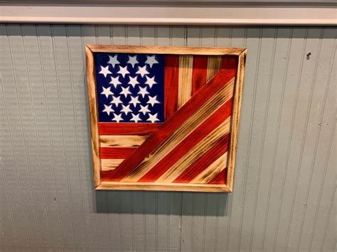 Framed Wood America Americana Decor God Bless America 4th Of July