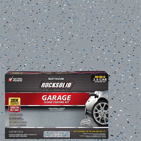 Gray Rust Oleum Rocksolid Garage Floor Coating Kit 293513 High Gloss