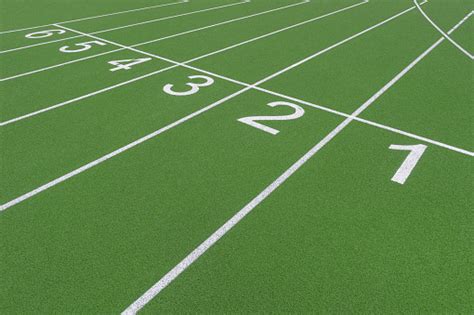 Track And Field Lanes And Numbers Running Lanes At A Track And Field