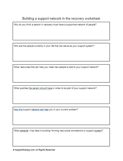 Building A Support Network In The Recovery Worksheet Happiertherapy