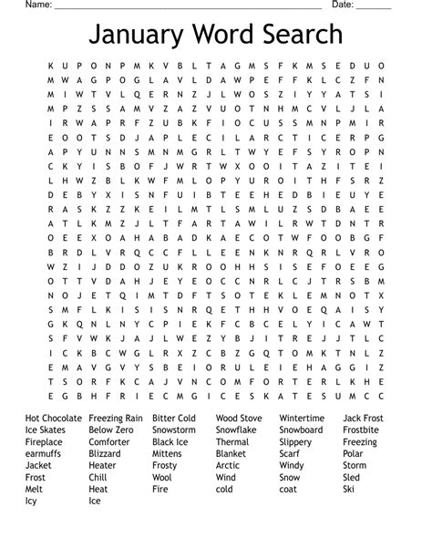 January Word Search Wordmint