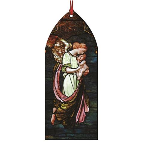 Guardian Angel Protecting Child Stained Glass Wood Ornament Ewtn