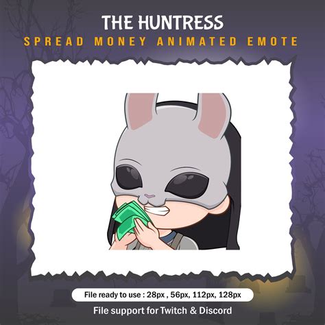 The Huntress Dead By Daylight Spread Money Emotes Dbd Twitch Emote Etsy