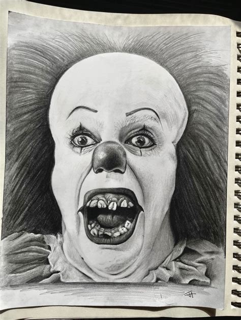 Tim Currys Pennywise It The Clown Pencil Drawing Artwork Drawing