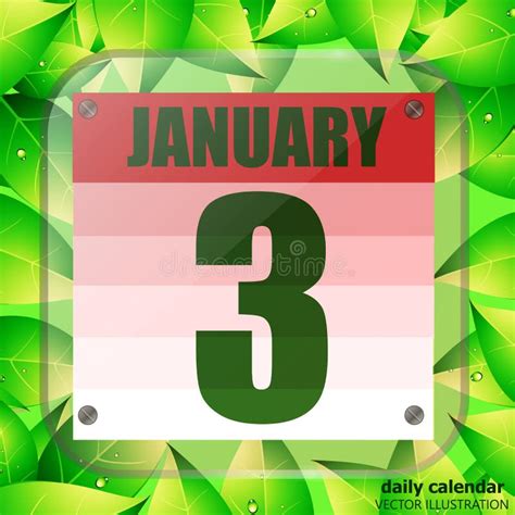 January 3 Icon. Calendar Date for Planning Important Day with Green ...