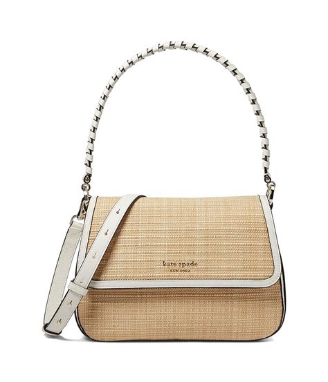 Kate Spade New York Hudson Woven Straw Medium Convertible Flap Shoulder Bag