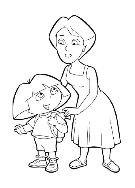 Coloriage Dora et Maman télécharger et imprimer gratuit sur