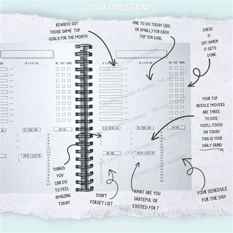 A Spiral Notebook With Instructions On How To Use The Daily Grindr For