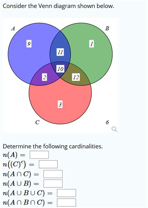 Solved Consider The Venn Diagram Shown Below 12 Determine Chegg