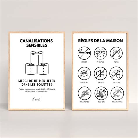 Duo D Affiches Imprimer Toilettes R Gles De La Etsy France