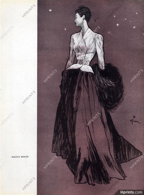 Maggy Rouff 1946 Evening Gown René Gruau Clipping