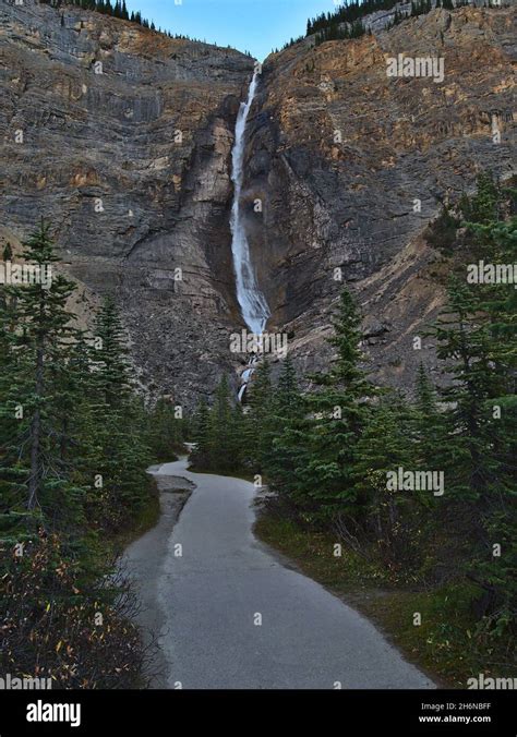 Beautiful View Of Majestic Waterfall Takakkaw Falls In Yoho National