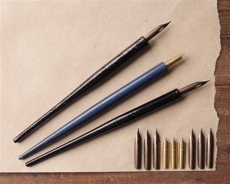 Vintage Fountain Dip Pens With Nibs Liquid Ink Writing