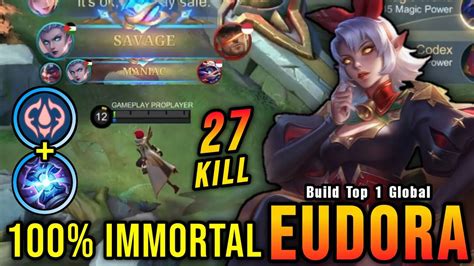 27 Kills SAVAGE New One Shot Build Eudora Insane LifeSteal Build