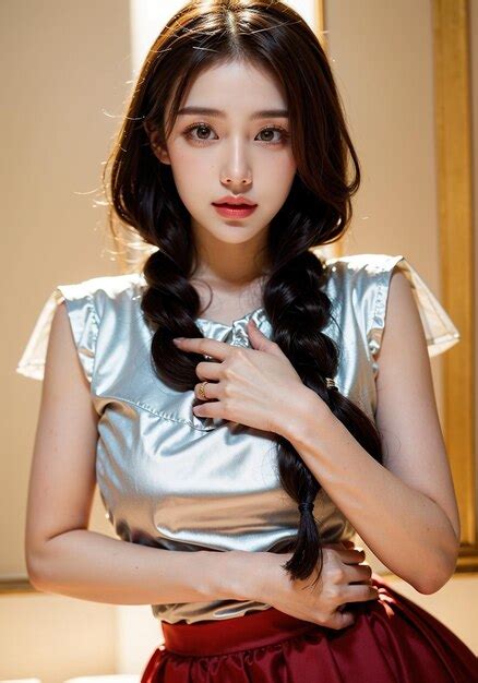 Premium Photo Portrait Of An Asian Girl Wearing A Luxurious Golden