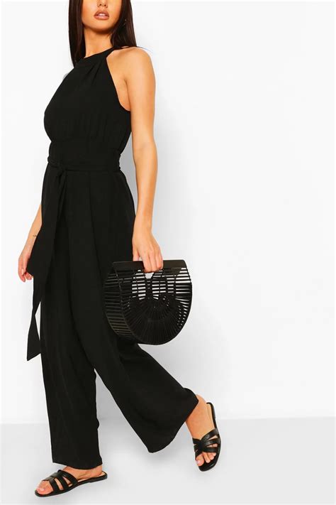 High Neck Belted Jumpsuit Jumpsuit Belt Jumpsuit Black Jumpsuit