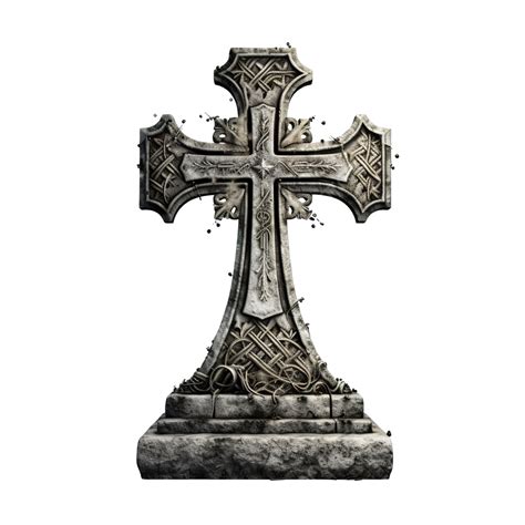 3d Rendering Illustration Scary Gravestone With Cross Decorative Ornament Halloween Design Theme