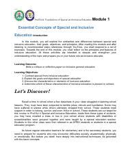 Fsie Module Pdf Prof Ed Foundations Of Special And Inclusive