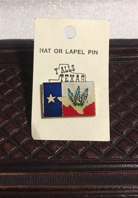 Vintage Texas State Flag Bluebonnets Enamel Hat Lapel Pin Etsy