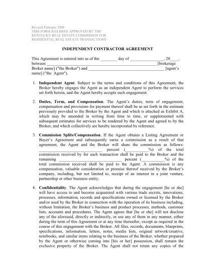 Real Estate Independent Contractor Agreement Template