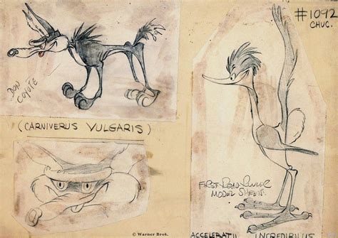 Earliest Known Drawings Of Wile E Coyote And The Road Runner By Chuck