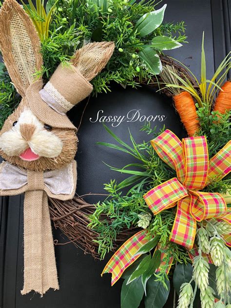 Easter Wreath Bunny Wreath Easter Front Door Wreath Sassy Doors