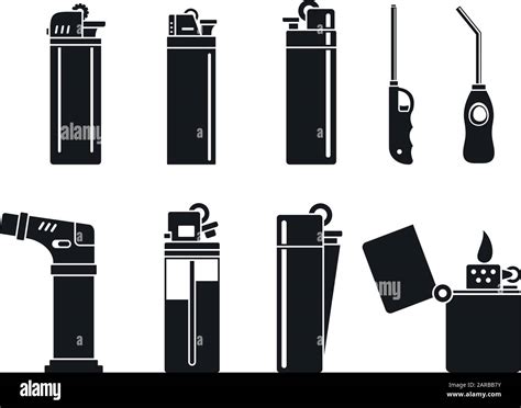 Se Han Configurado Los Iconos Del Encendedor De Cigarrillos Conjunto