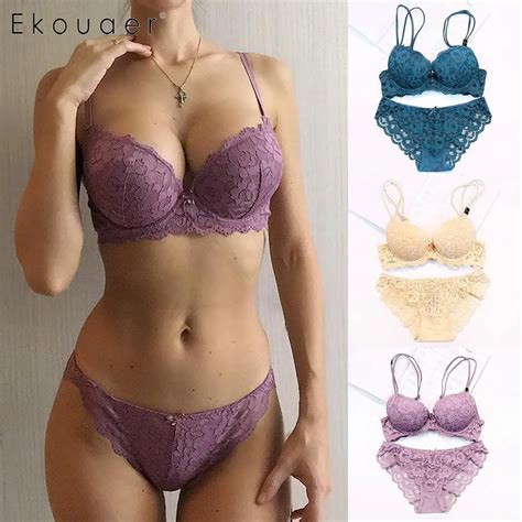 Ekouaer Soutien Gorge à Armatures Ensemble Push Up Soutien Gorge