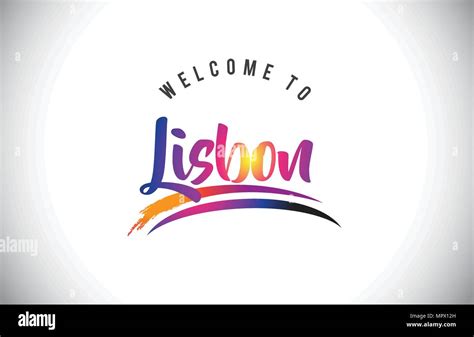 Lisbon Welcome To Message In Purple Vibrant Modern Colors Vector