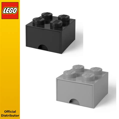 Lego Storage Brick Drawer 4 Knobs Set Of 2 Black Grey Shopee