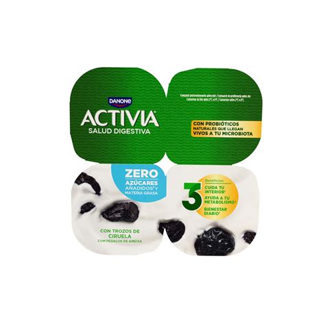 Yogur bífidus desnatado con ciruelas Danone Activia pack de 4