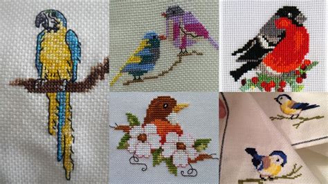 Extra Attractive And Colourful Cross Stitch Hand Embroidered Birds