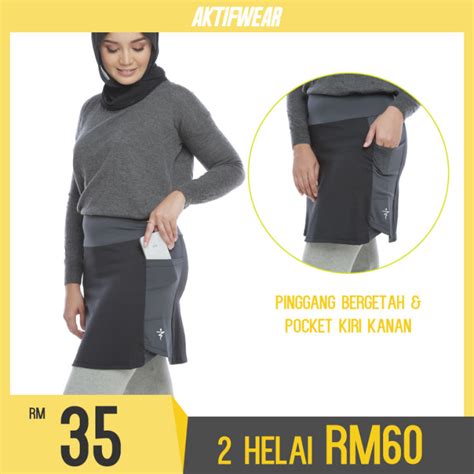 Mini Skirt Sukan Muslimah Pocket Kiri Kanan Lazada