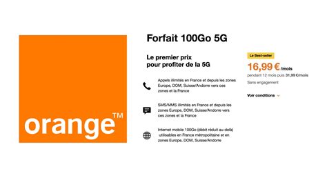 Orange propose un best seller avec son forfait mobile 5G de 100 Go à 16