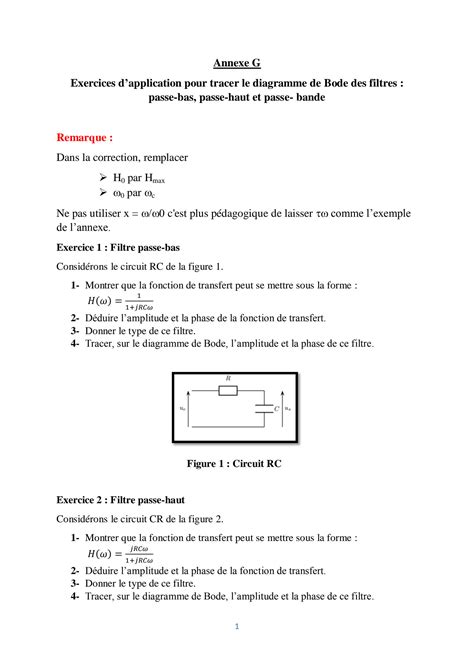 SOLUTION Exercices Corrig S Diagramme Bode Studypool