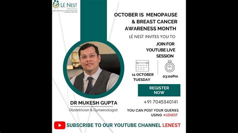 34th Live Session Dr Mukesh Gupta Breast Cancer And Menopause