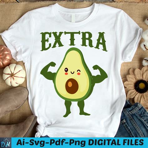 Extra Avocado T Shirt Design Extra Avocado Svg Cartoon Extra Avocado