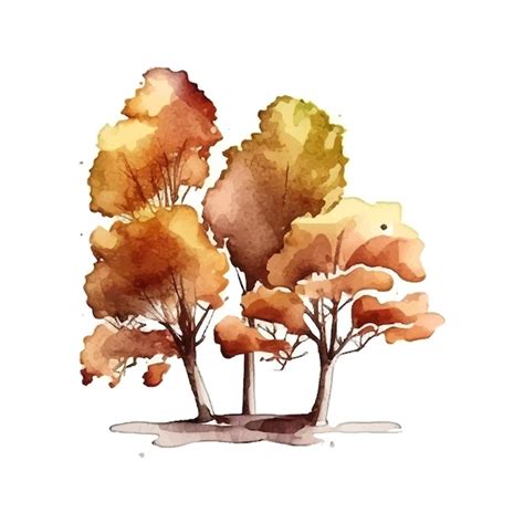 Aquarell Baum Hand Zeichnen Vektor Naturmalerei Premium Vektor