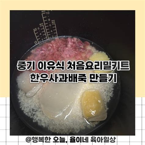 중기 이유식 처음요리밀키트로 한우사과배죽 만들기 네이버 블로그