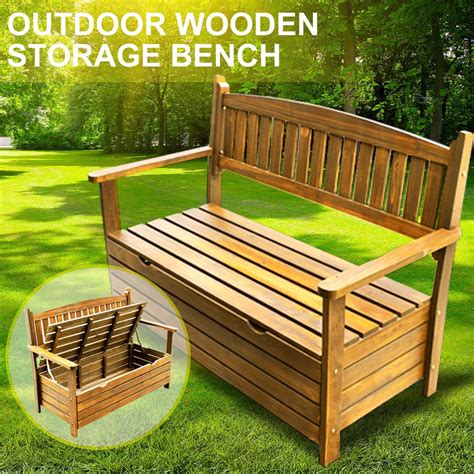 Wooden Garden Storage Bench