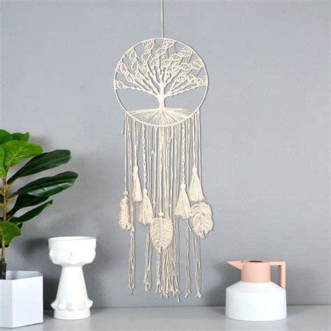 Large Handmade Tree Of Life Dream Catcher Macrame Wall Hanging