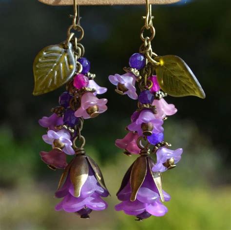 Unique Handcrafted Lucite Flower Cascading Bouquet Earrings Choose