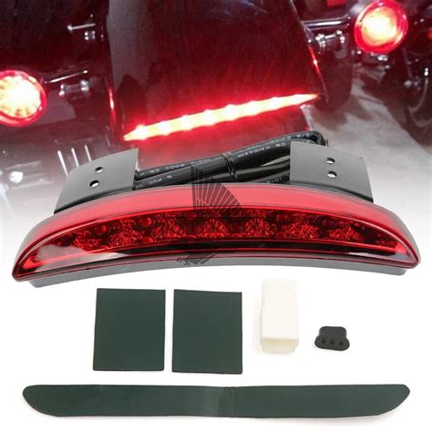 Brand New Motorcycle Rear Fender Edge Red Lens Led Tail Light Warning