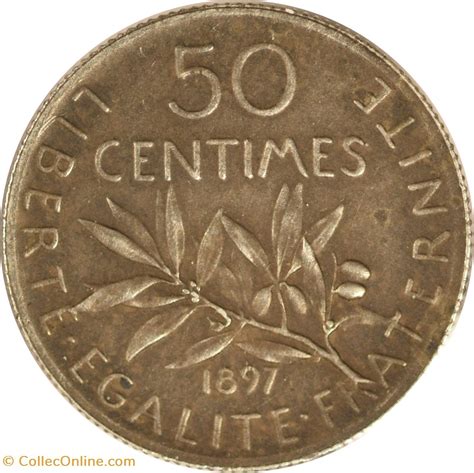 50 centimes Semeuse 1897 flan mat MS63 Moedas Mundo França